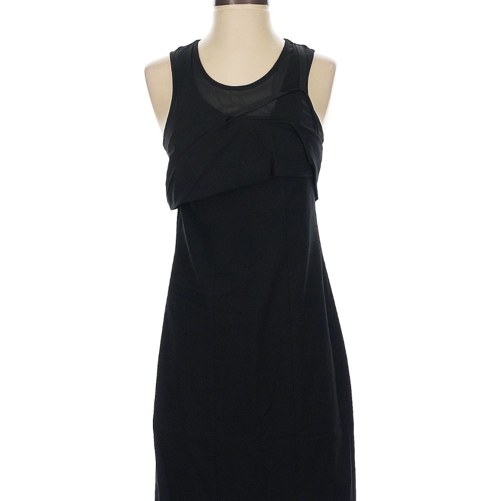 Poleci Black Layered Front Midi Dress